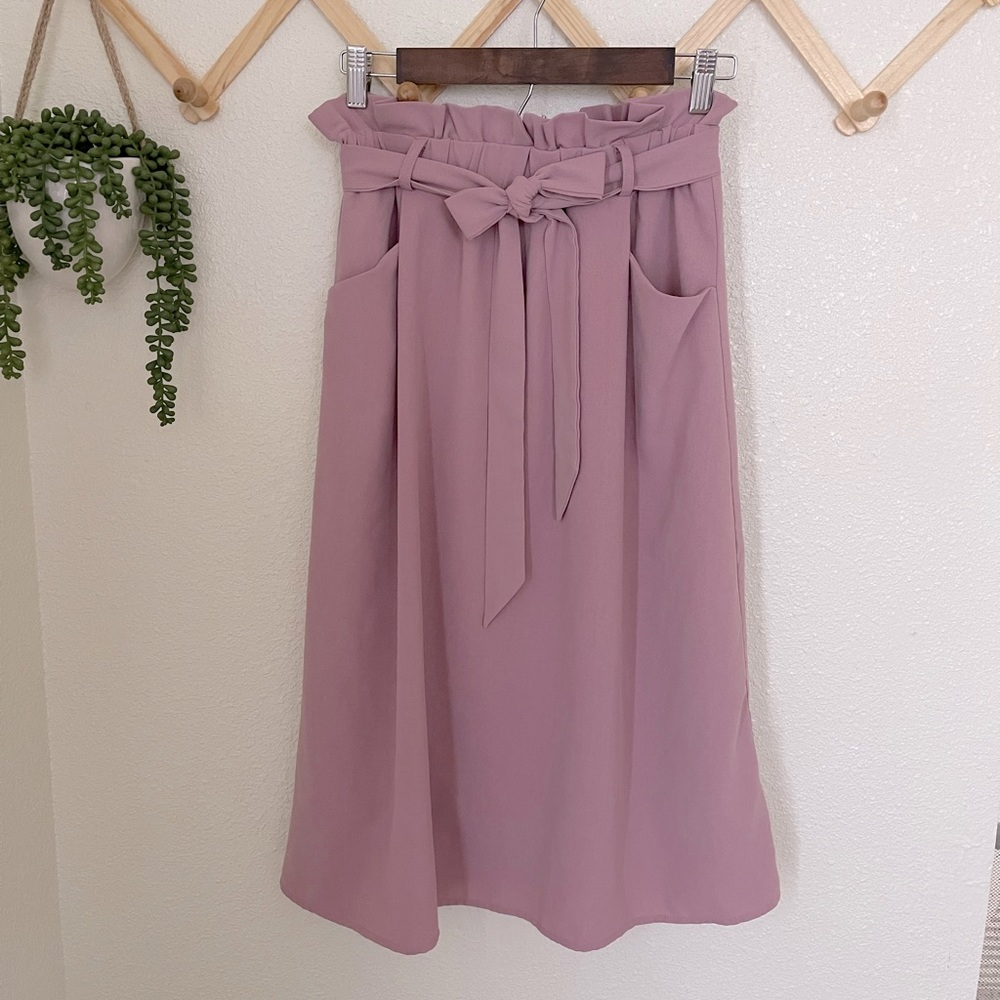 Polagram Midi Skirt with Paper Bag Waist